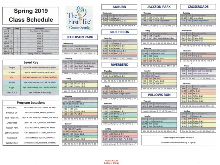 Spring 2019 Master Schedule JPG 1.15.2 - First Tee - Greater Seattle